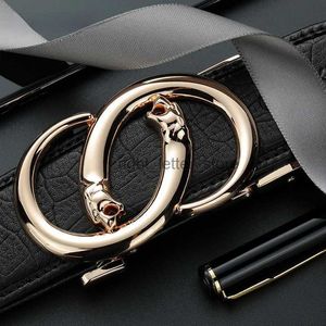 Riemen Luxe Riem Mannelijke Tailleband Topkwaliteit Zwart Lederen Riem Mannen Mode Ratel Automatische Gesp met Koe YQ231026