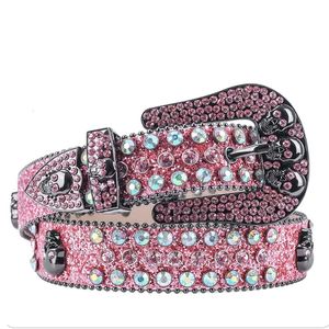 Ceintures De luxe femmes ceintures Western Cowgirl ceinture pour hommes mode brillant cristal diamant clouté en cuir Bling femme hommes ceinture 230828