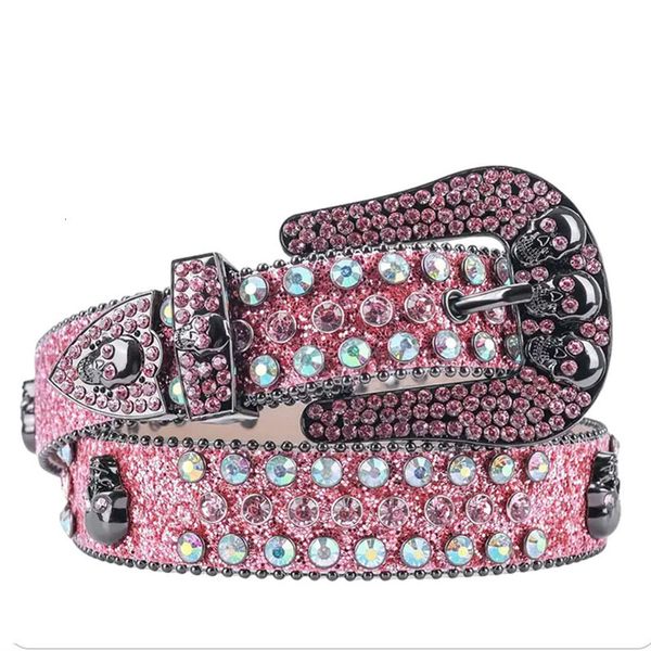 Cinturones Cinturones de lujo para mujer Cinturón de vaquera occidental para hombres Moda Brillo Cristal Diamante Tachonado Cuero Bling Mujer Cinturón para hombre 230828