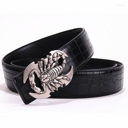 Riemen man lederen riem deluxe krokodil designer hoogwaardige schorpioengespie denim broek