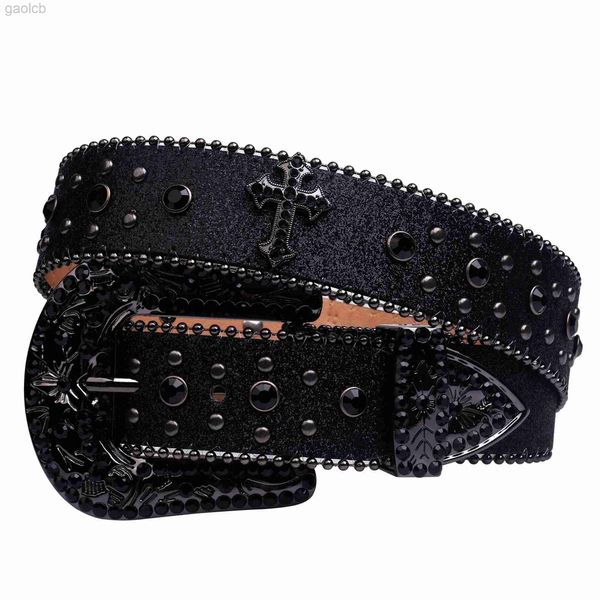 Cinturones Cinturón de diamantes hechos a mano Cinturón de diamantes de imitación de vaquero occidental para mujer Cinturón de cuero con incrustaciones Cinturón de diamantes hechos a mano Jeans ldd240313