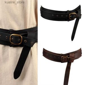 Ceintures Style médiéval PU ceinture avec boucle ardillon Harajuku personnalité PU ceintures pour femmes homme Halloween Cosplay Pirate L240308