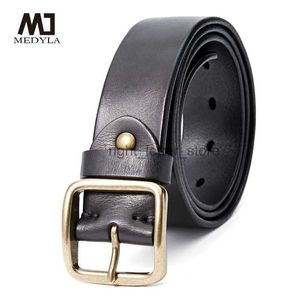 Ceintures MEDYLA hommes haute qualité en cuir véritable ceinture de luxe concepteur hommes cuivre boucle sangle mâle jean pour homme Cowboy MD21403 YQ231026