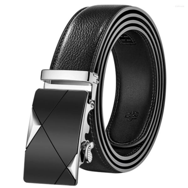 Ceintures Hommes Automatique À Cliquet En Cuir Pu Boucle De Ceinture Mâle De Haute Qualité Casual Cinturones Golf 130 140cm Noir Café 3.5cm De Large