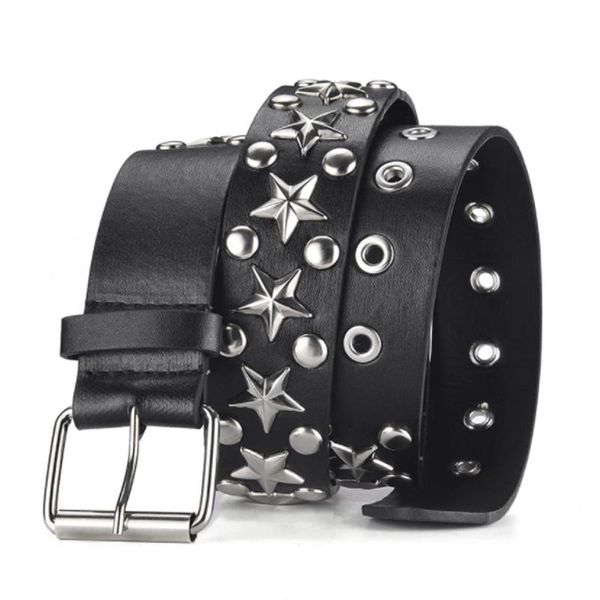 Ceintures hommes ceinture classique Punk Rivet Rock avec boucle ardillon étoile perles cuir pour femmes hommes clouté homme jean ceinture ceintures