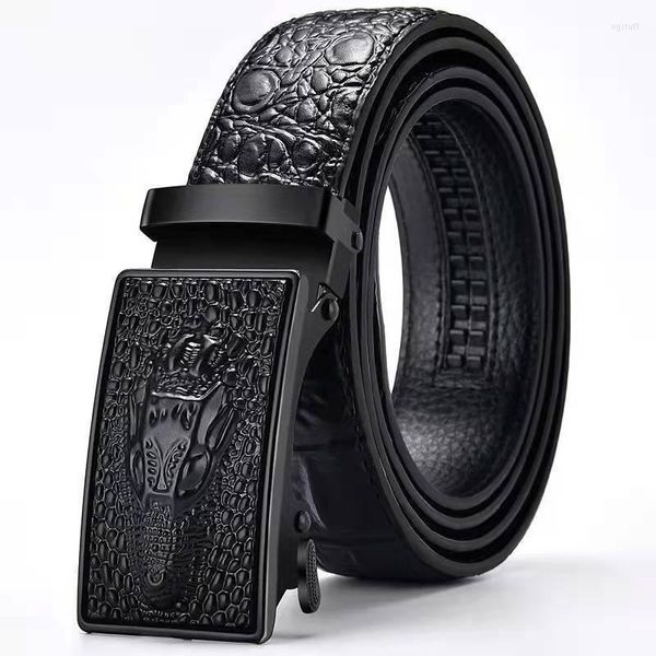 Ceintures Ceinture pour hommes en cuir boucle automatique affaires décontracté motif crocodile de haute qualité avec