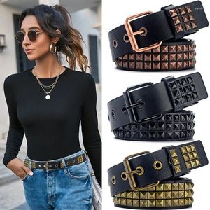 Ceintures Mode pour hommes Ceinture cloutée Goth Punk Robe Femmes Split Cuir Boucle Boucle Ceinture Vintage Jeunes Jeans Ceinture Mans Sash