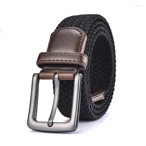 Cinturones Hebilla de pin de metal para hombres Cinturón elástico de punto casual de alta calidad Cintura de lona de moda para mujeres