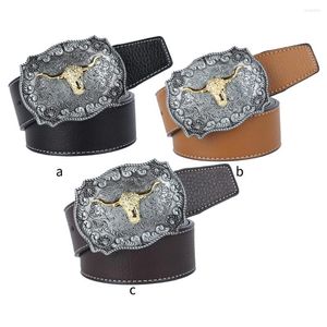 Ceintures Hommes Argent Bouton Tête Rétro Multifonctionnel Fantaisie Rustique Design Élégant Durable Ceinture En Cuir Réglable