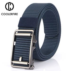 Riemen mannen riemen hoogwaardige metalen buckle canvas nylon riemen voor mannen singbing gebreide riem casual student outdoor hb020 z0228