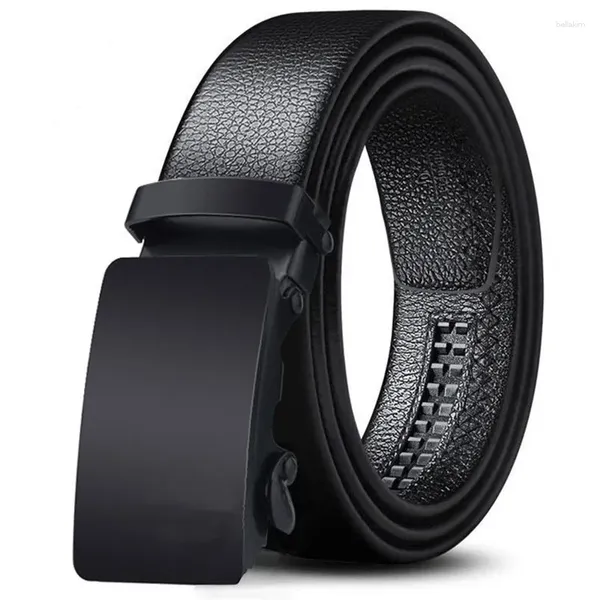 Ceintures hommes noir métal boucle automatique mode affaires décontracté PU cuir ceinture haute qualité jean pour homme 3.5 cm large ceinture