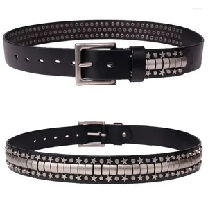 Ceintures Hommes Mode Véritable Cuir Rivet Ceinture Boucle Boucle Clouté Femmes À La Mode Ceinture Punk Hip Hop Strapon Marque Designer Leash