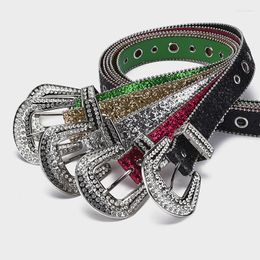 Ceintures Hommes Mode Cuir Souple Strass Ceinture Boucle Ardillon Strapon Marque Designer Femmes Punk Goth Ceinture Or Vert Noir Ceinture