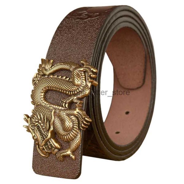 Ceintures Hommes en cuir véritable peau de vache mode Dragon motif ceinture pour homme boucle ardillon marque de luxe affaires ceinture de haute qualité YQ231026