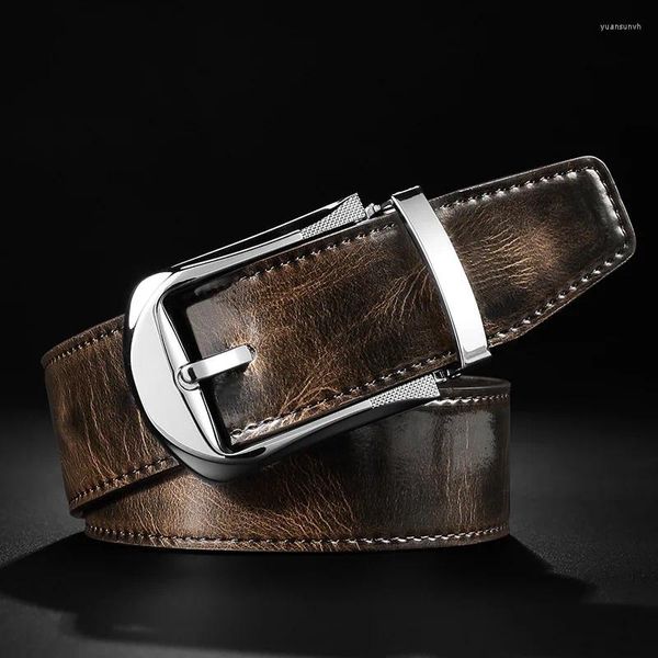 Ceintures hommes haute qualité en cuir véritable ceinture de luxe concepteur peau de vache mode sangle mâle jean pour homme Cowboy