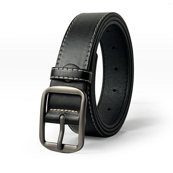 Ceintures hommes ceinture en cuir sans effort style de luxe pour les femmes boucle en alliage universelle travail affaires bracelet en polyuréthane noir