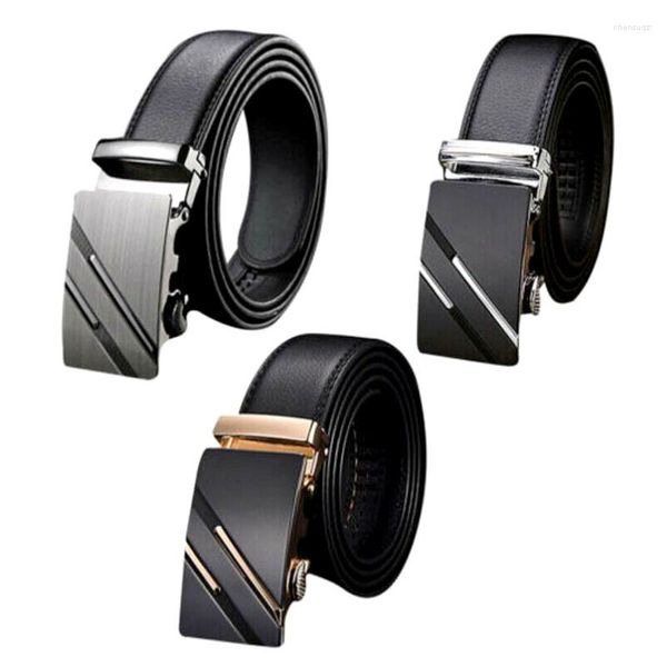 Ceintures Men de luxe Business Black Pu Leather Strap masculin Male Boucle automatique pour Gold Silver Girdle Jeans