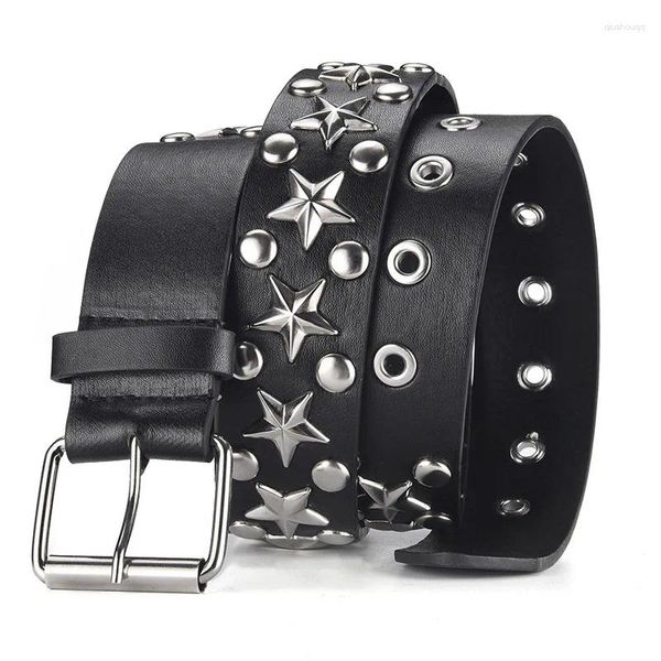 Ceintures Hommes De Luxe Mode Faux Cuir Ceinture Femmes Marque Designer Étoile Clouté Punk Goth Robe Boucle Ardillon Ceinture Ceinture Noire