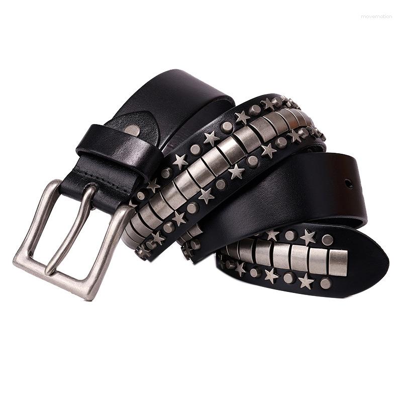 Riemen Mannen Luxe Mode Originele Lederen Riem Punk Hip Hop Persoonlijkheid Ster Pin Gesp Riem Op Womens Merk Designer tailleband