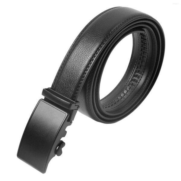 Ceintures hommes ceinture en cuir PU Simple affaires à la mode avec boucle automatique pour le travail de bureau 125 cm