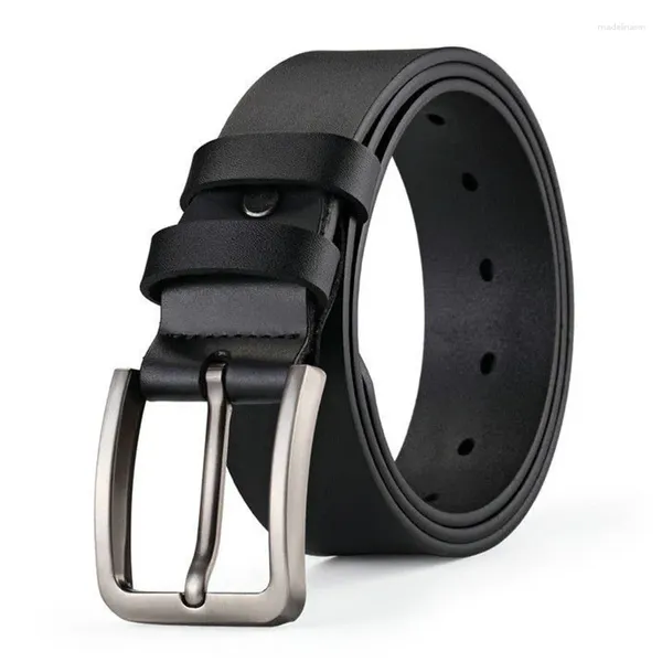 Cinturones Hombres Aleación Cuadrado Pin Hebilla Negocios Ocio Masculino Lujo Diseñador Cuero Jeans Negro Marrón Para Hombres