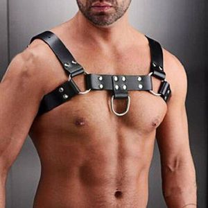 Cinturones Arnés de pecho para hombres Punk Ajustable Cinturón de cuero de imitación Hombro Bondage Harajuku Ornamento Correa Traje Accesorios para el cuerpo Sexo H6I1