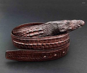 Ceintures HOMMES CROCODILE HEAD ROCKER BIKER LEATHER BELT COOL Ceinture unique pour garçon Marron