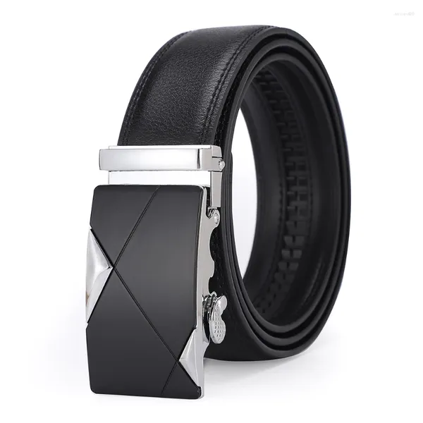 Ceinture seaues en cuir authentique avec une taille de boucle automatique jean à grande taille de taille noire de haute qualité mode