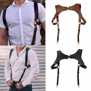 Cinturones Arnés de cuero para hombres Cinturón Chaleco Correas Vintage Body Bondage Harajuku Ornamento Unisex Suspender Brace Hebilla