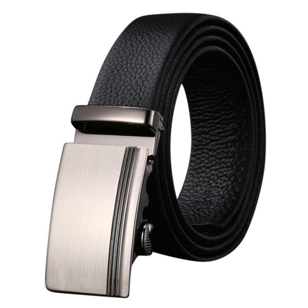 Cinturones Cinturón de lujo para hombres Trinquete Color sólido Diapositiva de cuero con hebilla automática ajustable más fácil