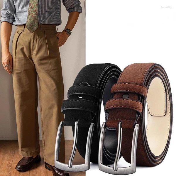 Ceintures Ceinture en cuir suédé pour hommes, étudiant rétro décontracté de haute qualité, léger, luxe, tendance, vêtements quotidiens, vente en