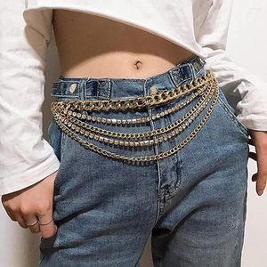 Riemen Mannen Unisex Jeans Broek Harajuku HipHop Link Coil Zware Taille Haak Multilayered Strass Ketting Gothic Sleutelhangers