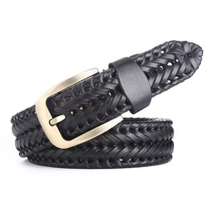 Riemen mannen vrouwen retro casual handgemaakte jeans riem hand gebreide duurzaam geweven klassieke gesp zacht lederen riem G230207