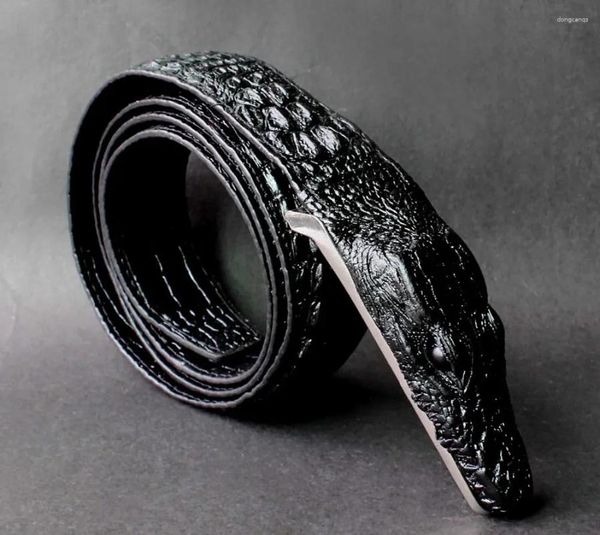 Ceintures Alligator Crocodile Head Style véritable ceinture en cuir vraie ceinture noire # b242