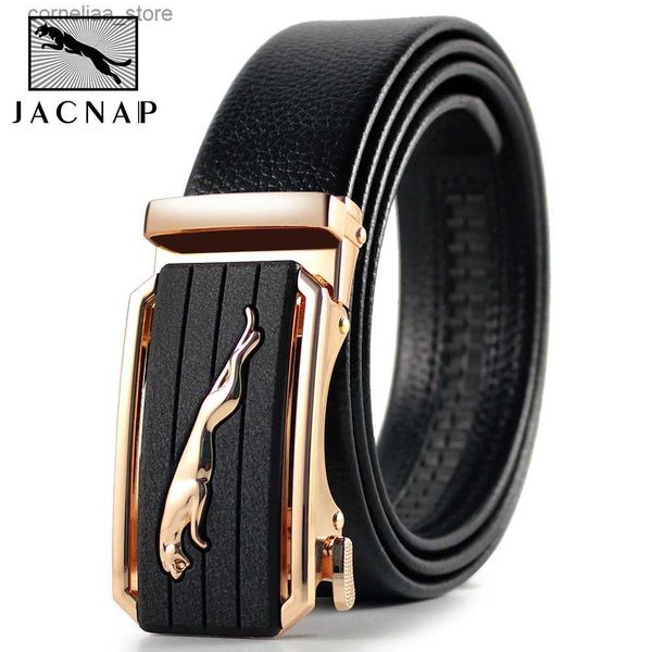 Ceintures Ceinture pour hommes boucle automatique ceintures léopard affaires décontracté luxe Crocodile boucle ceinture en cuir ceinture à cliquet concepteur ceinture Y240315