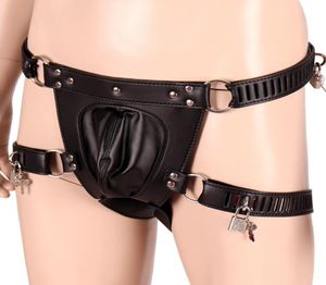 Ceintures masculines harnais en cuir sous-vêtements verrouillables de la ceinture de ceinture de ceinture cage Briess BDSM Sext Toy sous pantal