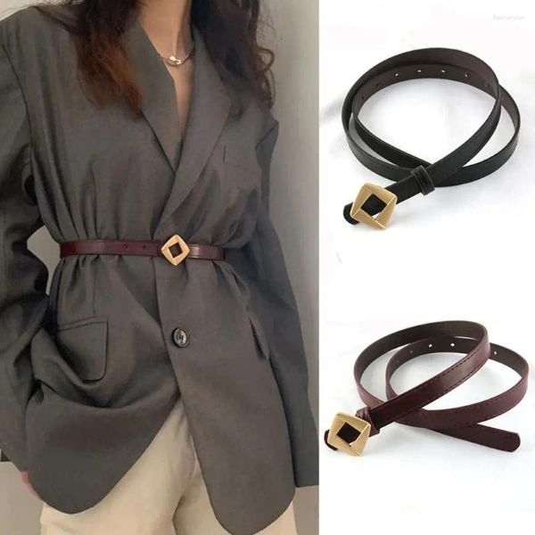 Ceintures metal rhombus boucle femme fine ceinture mode pu cuir ajusté ajusté femelle pantalon robe de robe de manteau décoration bracelet