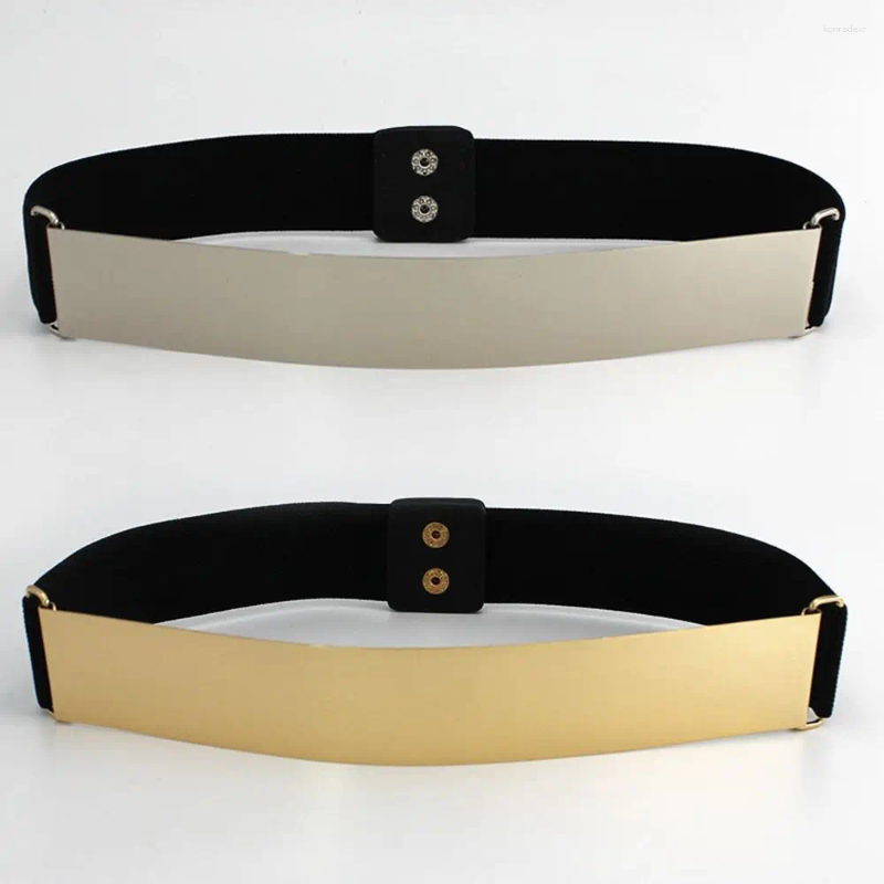 Ceintures miroir tout-match ceinture réglable argent femmes ceinture de taille en métal élastique Corset Cummerbunds