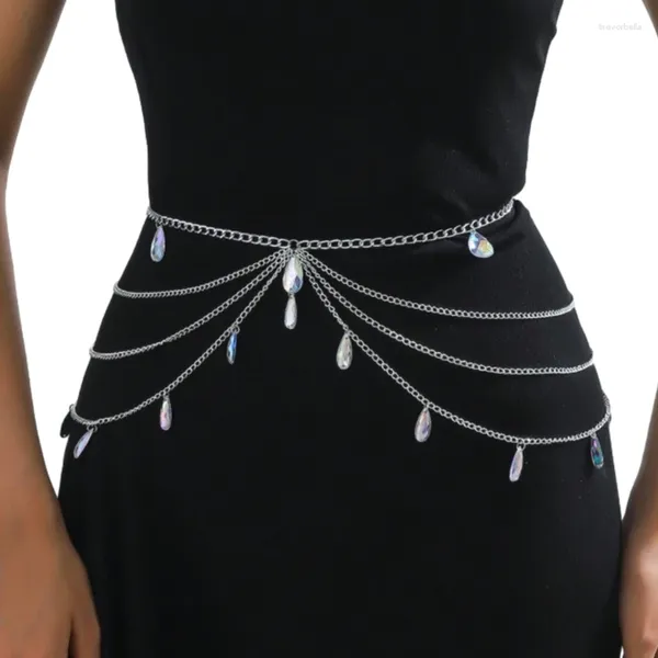 Ceintures taille moderne pour robe en jean, bijoux de corps avec goutte d'eau cristal DXAA