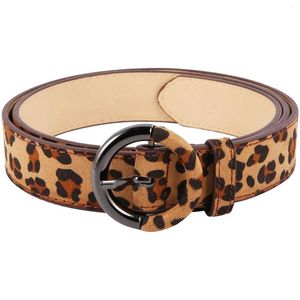 Cinturones Sra. Wild Leopard Cinturón de cuero Hebilla Decorada Pin redondo Personalidad de moda