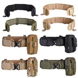 Cinturones multifunción al aire libre MOLLE juego de caza de batalla táctica cintura interior militar con bolsa de herramientas de teléfono para tiro CS 230201