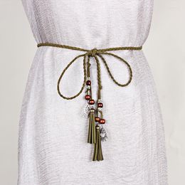 Ceintures MYMC ceinture en cuir tressé femmes dame ceintures ceinture mince décoration de mode décontractée avec glands sangle pour robe en jean