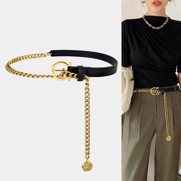 Ceintures MYMC métal taille chaîne ceinture en cuir pour robe jupe Mini luxe femme ceintures or accessoires décoratifs qualité