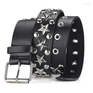 Riemen MYMC Punk Lederen Riem Bezaaid Ster Tailleband Klinknagel Vierkante Gesp Taille Retro Casual Luxe Cool Voor Mannen Vrouwen