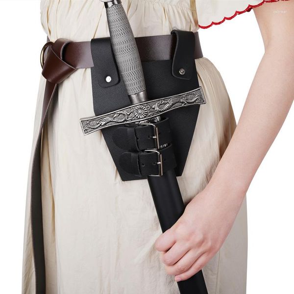 Cinturones Mythrojan Renacimiento Espada de cuero Rana LARP Accesorio de disfraz Rapier Knight Belt Juego de rol Bola de fiesta