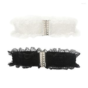 Ceintures N58f Belle ceinture en dentelle de la ceinture large robe de boucle de boucle noire blanche élastique élastique Gift pour les filles