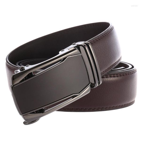 Cinturones Nombre de marca Hombres Cuero Metal Hebilla automática Cinturón de alta calidad Ocio Negocios LY136-22000-1