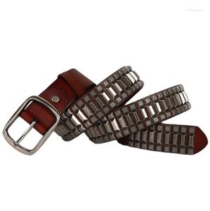 Ceintures Ceinture à boucle en cuir de vache naturel. Marque véritable Punk Rivet outil de ceinture en métal pour hommes