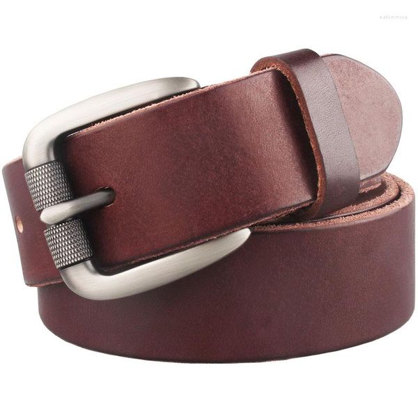 Cinturones Cinturón de cuero natural para hombres Hebilla mate de metal duro Original 105-150cm Jeans Tornillo Accesorios