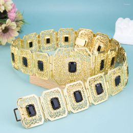 Riemen Neovisson hoogwaardige Marokko Caftan Belt Square Crystal Wedding Bridal Dress Taille Chain Gold Color verstelbare lengte sieraden